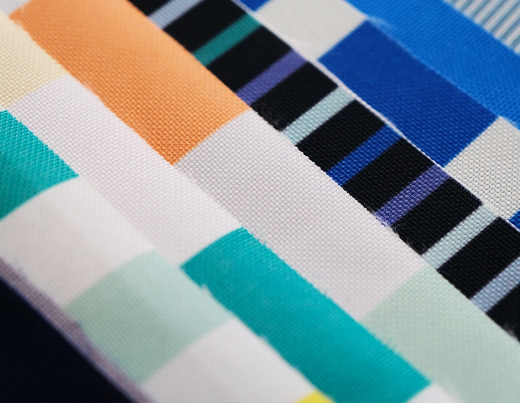 Colourful outdoor fabric swatches